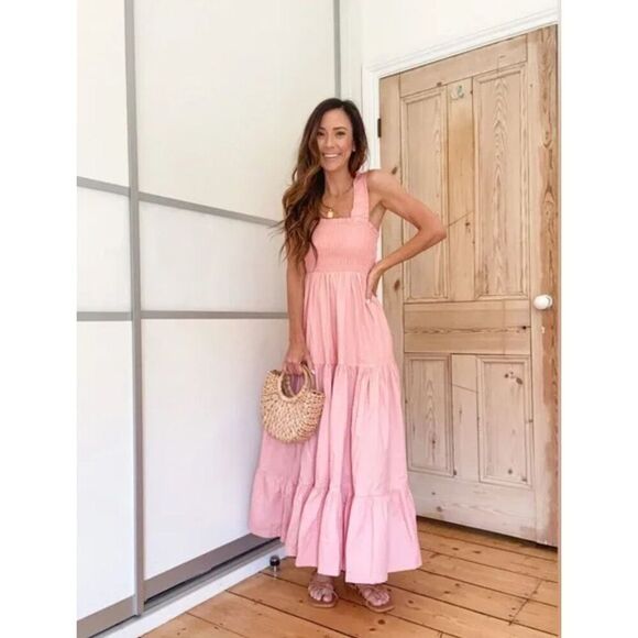 Abercrombie & Fitch smocked Bodice easy maxi dress in pink with pockets XXLT - Picture 10 of 10